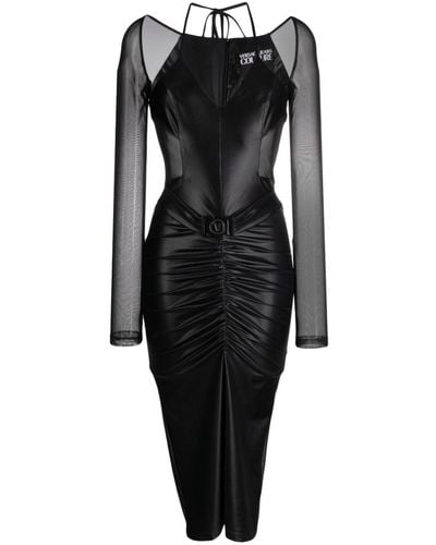 Versace V-emblem カットアウト ドレス - ブラック