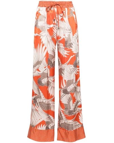 Kiton Graphic-Print Silk Trousers - Red
