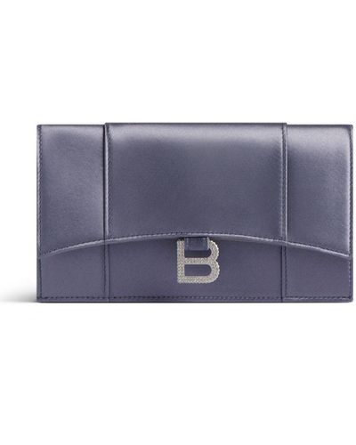 Balenciaga Small Hourglass Clutch Bag - Purple
