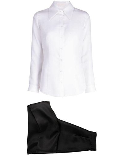 Saiid Kobeisy Mikado Piqué Trousers Set - White
