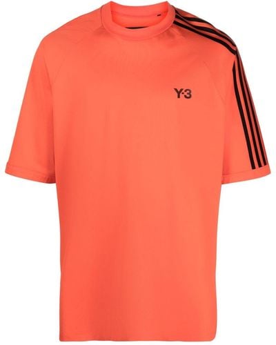 Y-3 T-shirt à bandes rayées - Orange