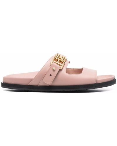 Bally Monogram-buckle Double-strap Sandals - Pink