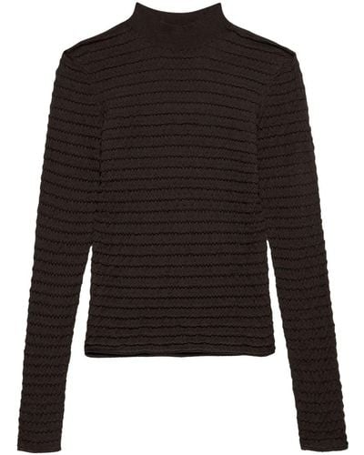 FRAME Smocked Mock-neck Sweater - Black