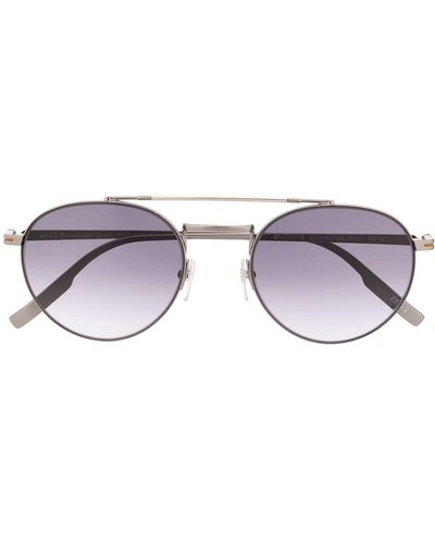 Zegna Rounded Pilot-frame Sunglasses - Metallic