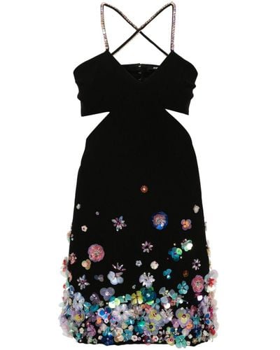 Amen Bead-embellished Mini Dress - Black