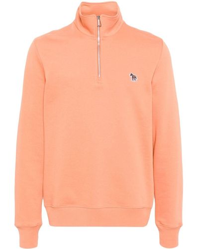 PS by Paul Smith Zebra-patch Half-zip Cotton Sweatshirt - Orange