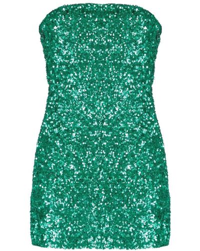 retroféte Mini-jurk Verfraaid Met Pailletten - Groen