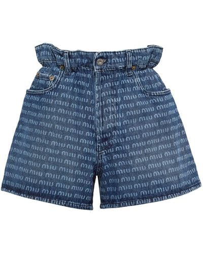 Miu Miu Logo-print Mini Denim Jeans - Blue