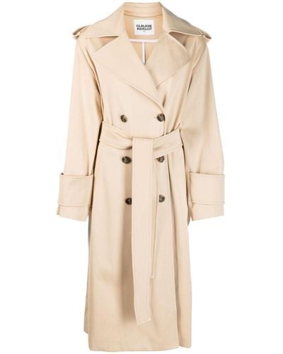 Claudie Pierlot Double-breasted Cotton Trenchcoat - Natural