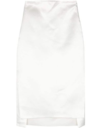 Sportmax Hudson Satin Midi Skirt - White