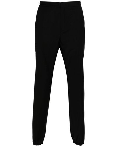 Zegna Tapered Wool Track Trousers - Black