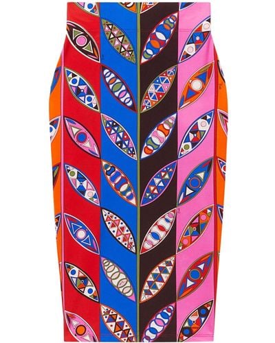 Emilio Pucci Falda de tubo con estampado abstracto - Rojo