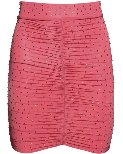 Alex Perry Crystal Jersey Ruched Mini Skirt - Rood