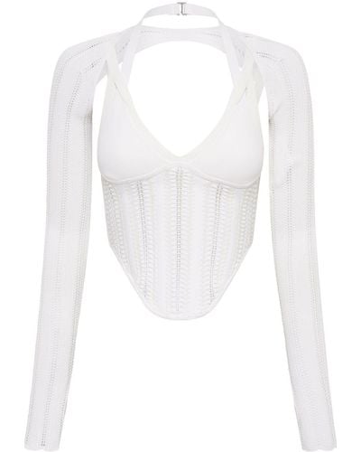 Dion Lee Snakeskin-effect Corset Top - White