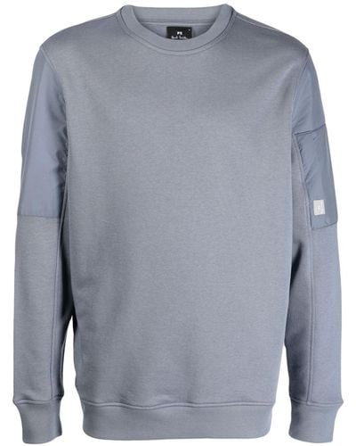 PS by Paul Smith Contrast-panel Organic-cotton Sweatshirt - Gray
