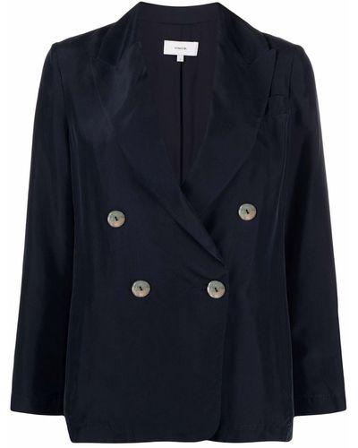 Vince Double-breasted Silk Blazer - Blue