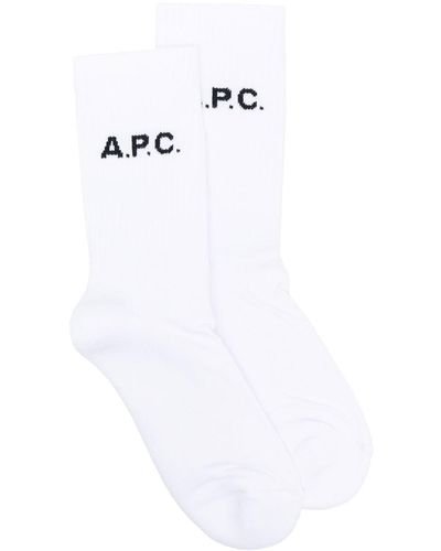 A.P.C. Logo Cotton Socks - White