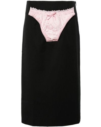 VAQUERA Panty Pencil Midi Skirt - Black