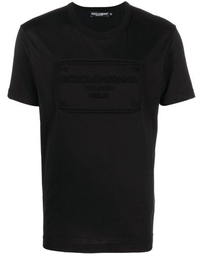Dolce & Gabbana Katoenen T-shirt Met Logo-reliëf - Zwart