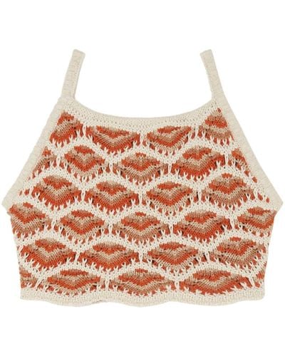 Alanui Hawa Mahal Crochet-knit Top - Pink