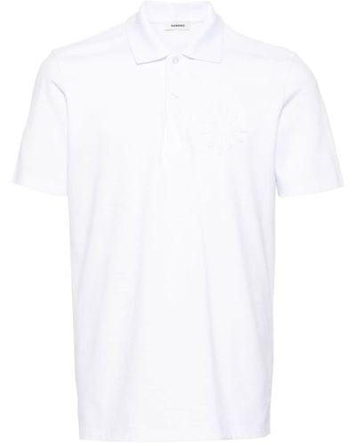 Sandro Embossed-flower Piqué Polo Shirt - White