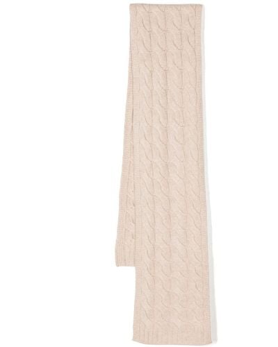 N.Peal Cashmere Cable-knit Cashmere Scarf - White