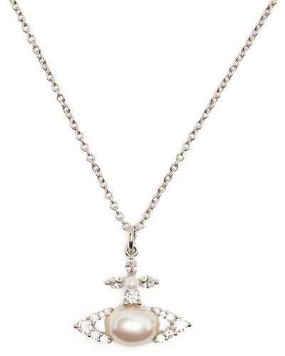 Vivienne Westwood Collier à pendentif Orb serti de perles - Métallisé