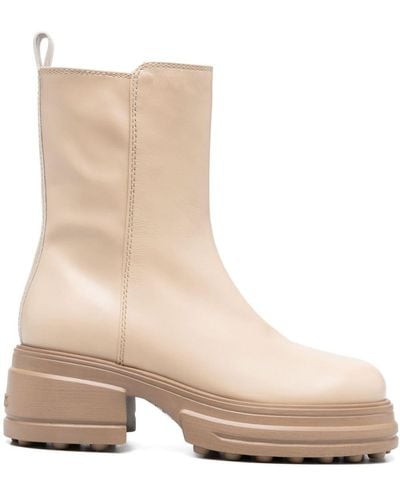 Tod's Zip-up Leather Boots - Natural