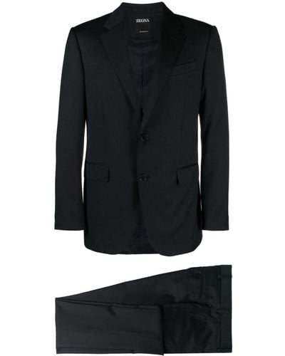 ZEGNA Single-breasted Wool Suit - Black
