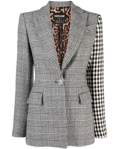 Roberto Cavalli Tailored Contrasting-panel Blazer - Grey