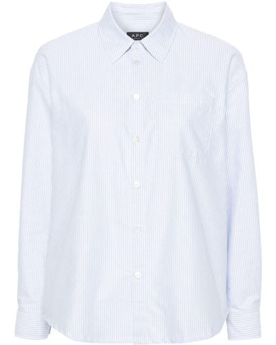 A.P.C. Logo-embroidered Striped Shirt - White