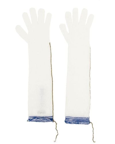 MM6 by Maison Martin Margiela Contrast-stitch Open-knit Gloves - White