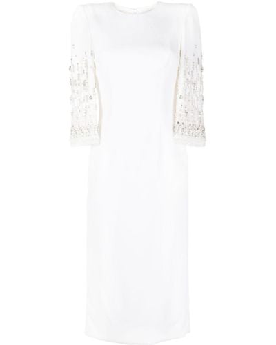 Jenny Packham Ebba Crystal-embellished Midi Dress - White