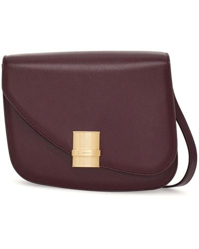 Ferragamo Medium Asymmetric Leather Shoulder Bag - Purple