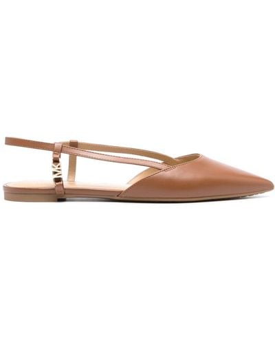 MICHAEL Michael Kors Pointed-toe Leather Ballerina Shoes - Brown