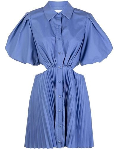 Jonathan Simkhai Puff-sleeve Cut-out Shirt Dress - Blue