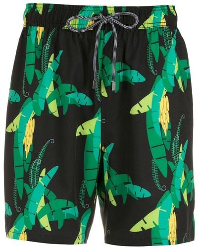 Amir Slama Leaf-print Swim Shorts - Black