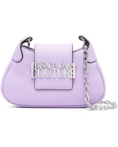 Versace Jeans Couture Borsa a spalla con placca logo - Viola