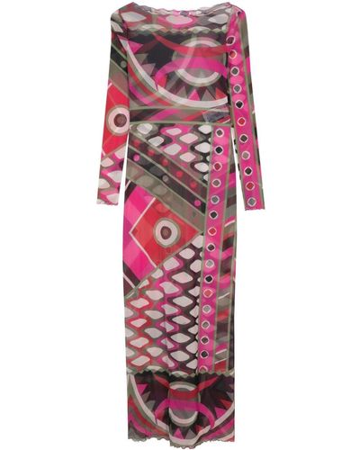 Emilio Pucci Printed Tulle Short Dress - Pink