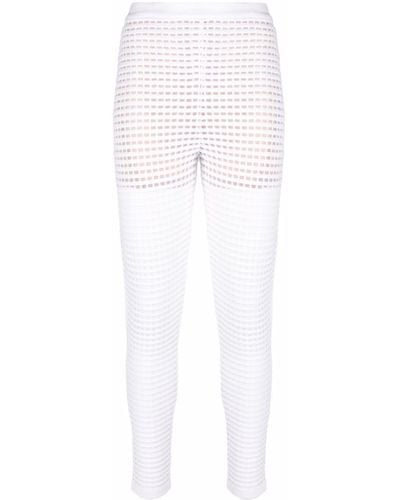 Genny Pantalon transparent en maille ajourée - Blanc