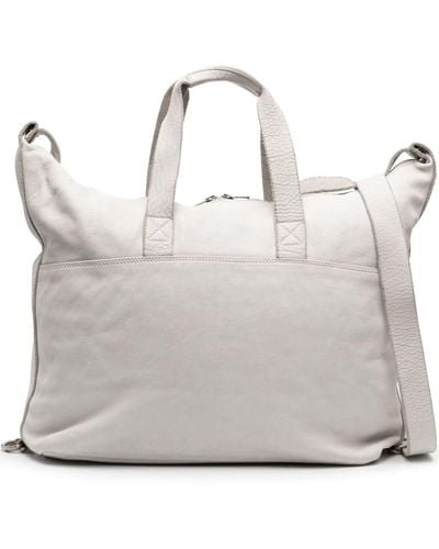 Guidi Grained Leather Tote Bag - Grey