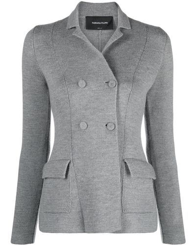 Fabiana Filippi Knitted Wool Blazer - Grey