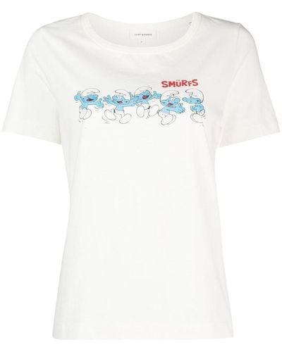 Chinti & Parker Camiseta Smurf Group con cuello redondo - Blanco