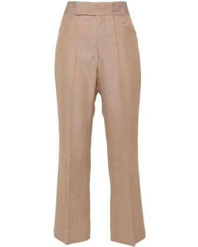 Victoria Beckham Wide Cropped Flared Trousers - Natural