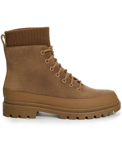 12 STOREEZ Lace-up Suede Boots - Brown