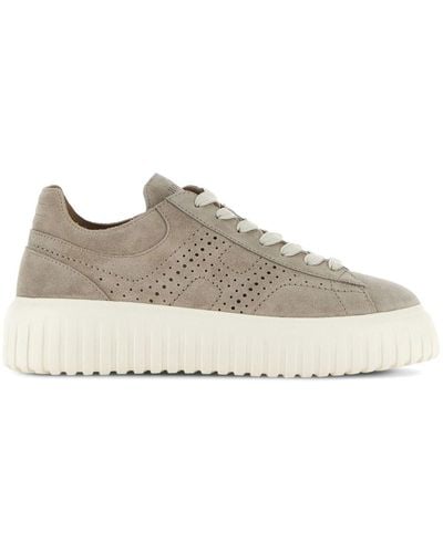 Hogan H-stripes Suede Trainers - Natural