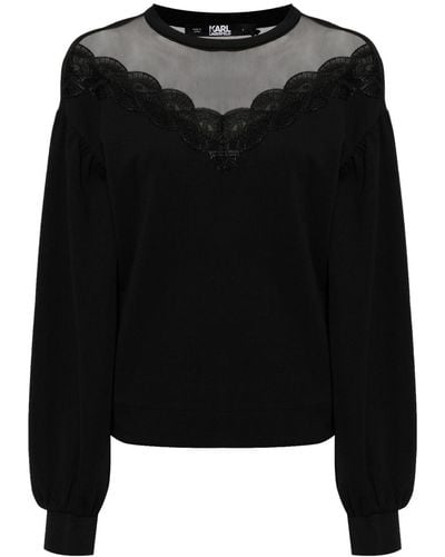 Karl Lagerfeld Sheer-panel Sweatshirt - Black