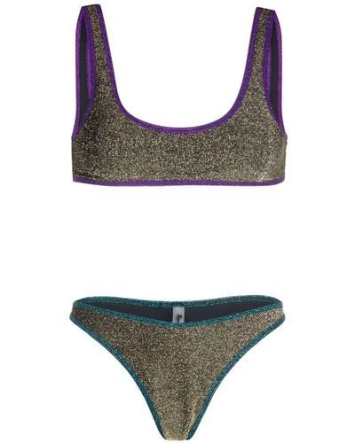 Reina Olga Coolio Lurex-detail Bikini Set - Metallic