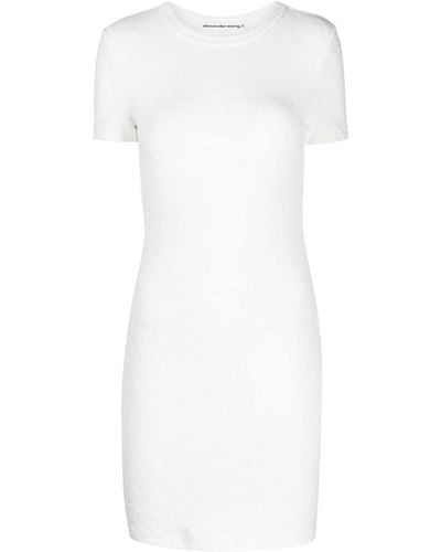 Alexander Wang Logo-debossed Short-sleeve Minidress - White