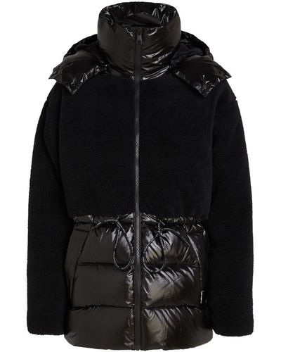 Karl Lagerfeld Hooded Paneled Puffer Jacket - Black